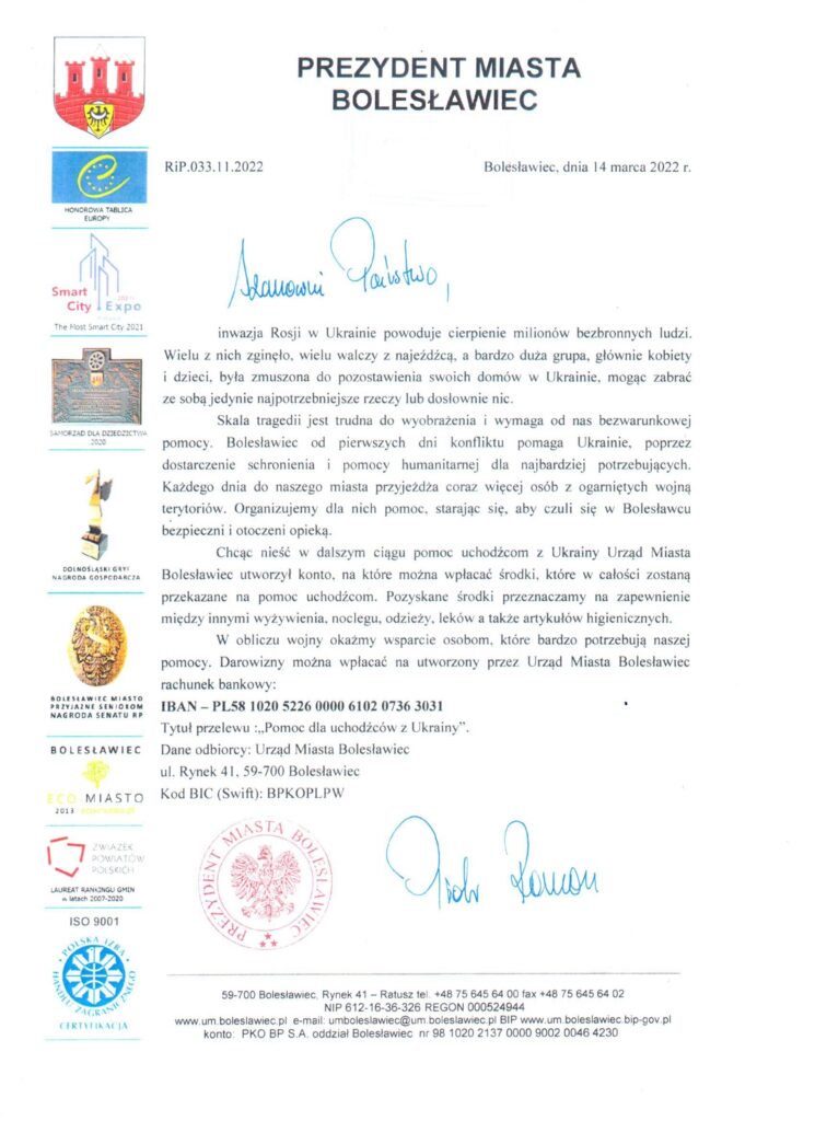 Informacja na temat pomocy dla uchodźców